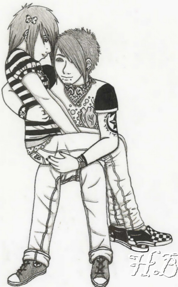 Emo Anime Couple Drawing by emoshadowcat  DragoArt