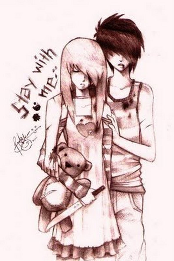 Emo Couple Drawing Images