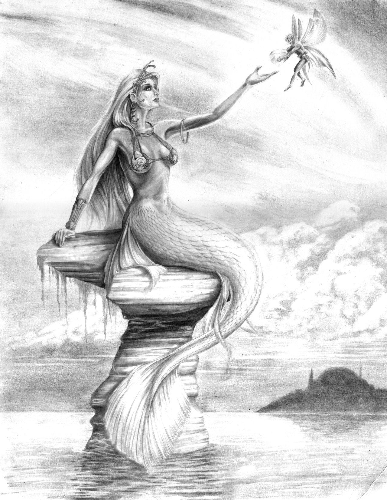 Fantasy Mermaid Drawing Art