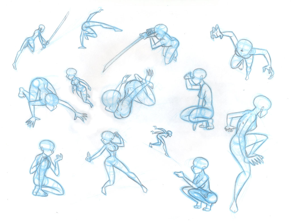 Female Action Poses Art Drawing