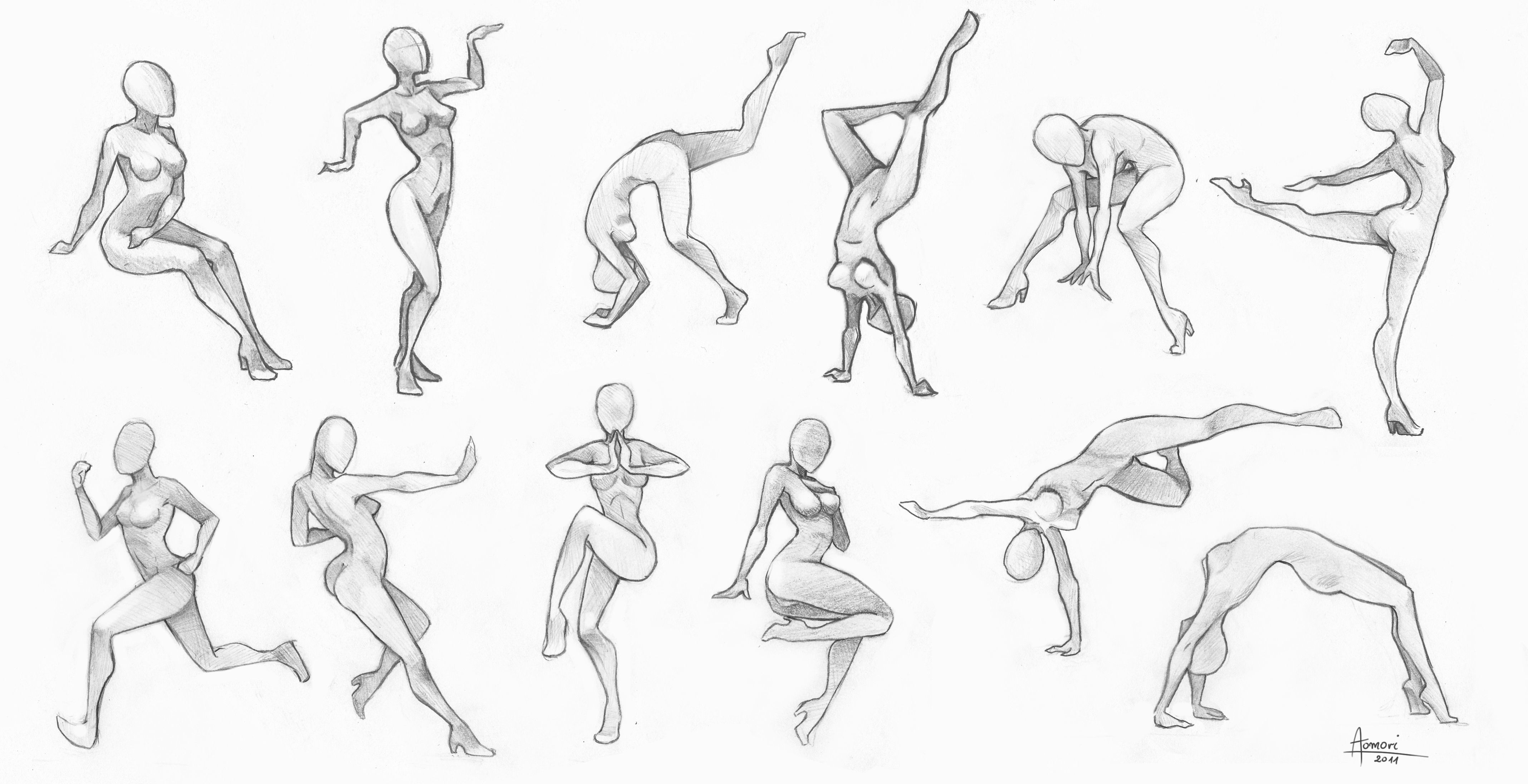 Female Action Poses Drawing Art