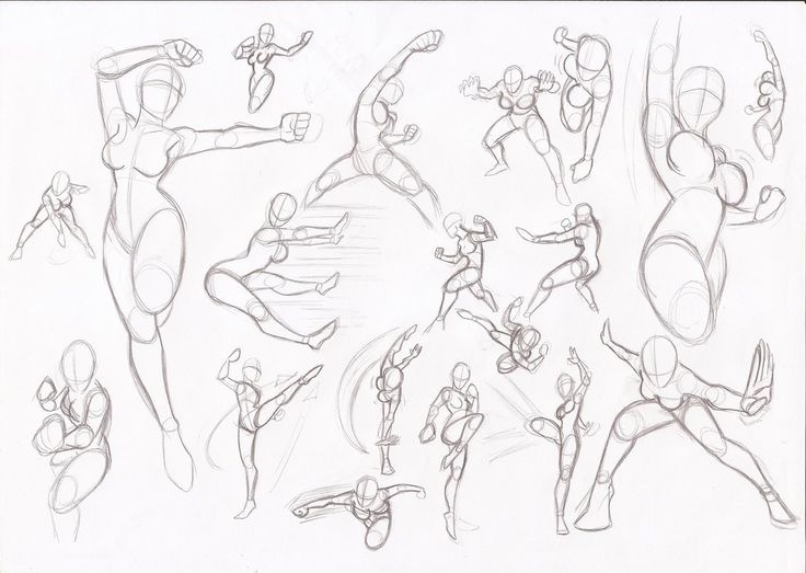 Female Action Poses Drawing Beautiful Image