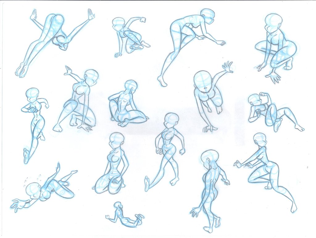 Female Action Poses Drawing Images