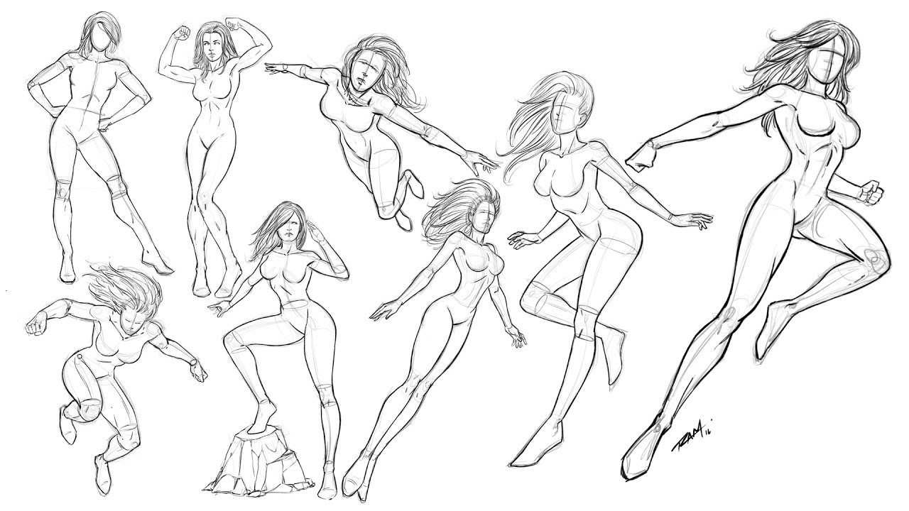 Female Action Poses Drawing Photos