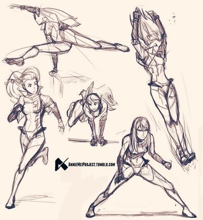 Female Action Poses Drawing Pics