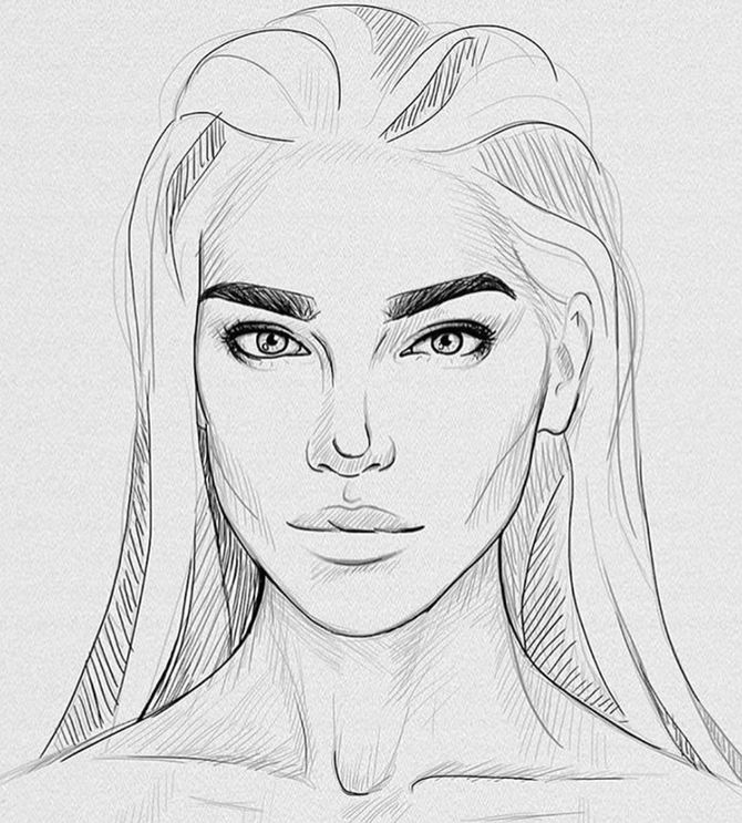Female Face Drawing Picture
