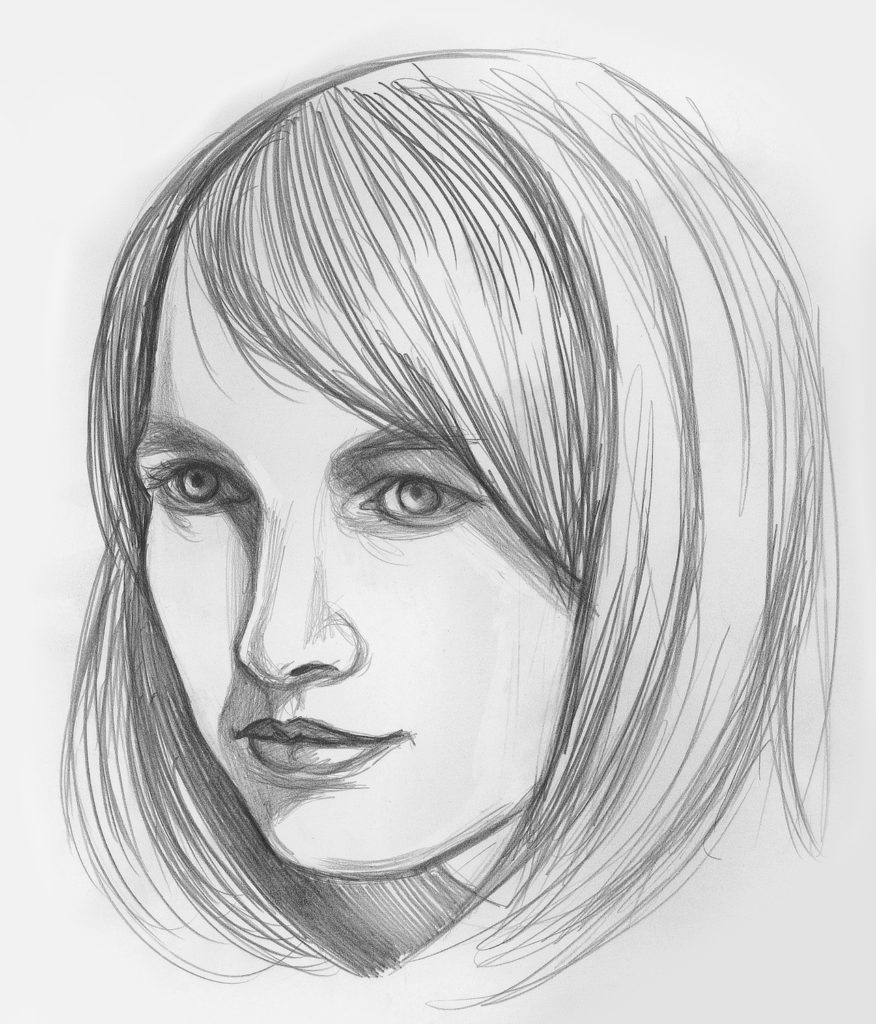 Female Face Drawing Sketch