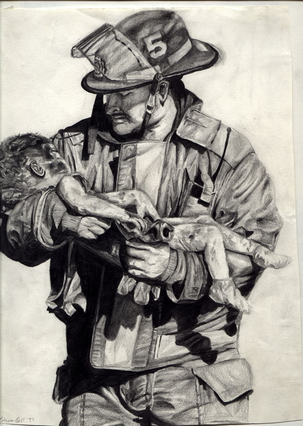 Firefighter Drawing Realistic