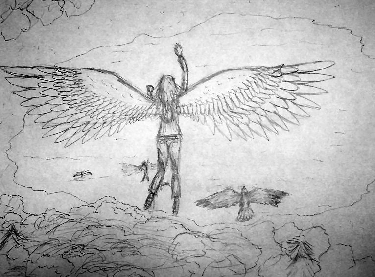 Flying Angel Drawing Sketch