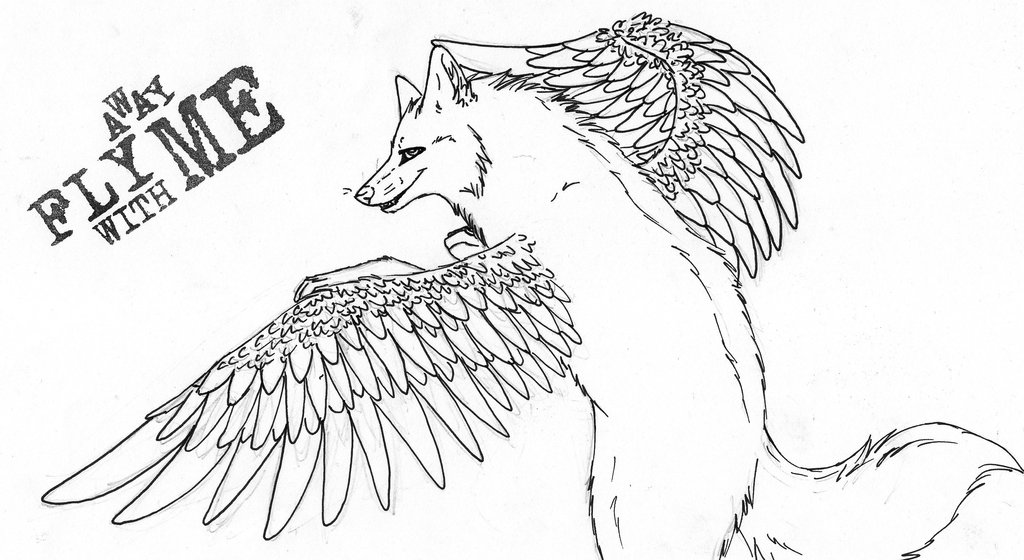 Flying Wolf Drawing Sketch