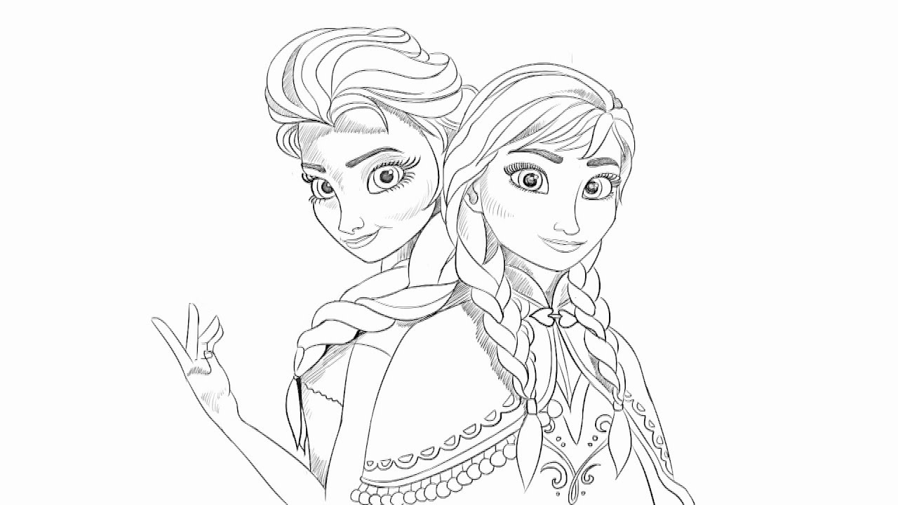 Frozen Elsa And Anna Art Drawing