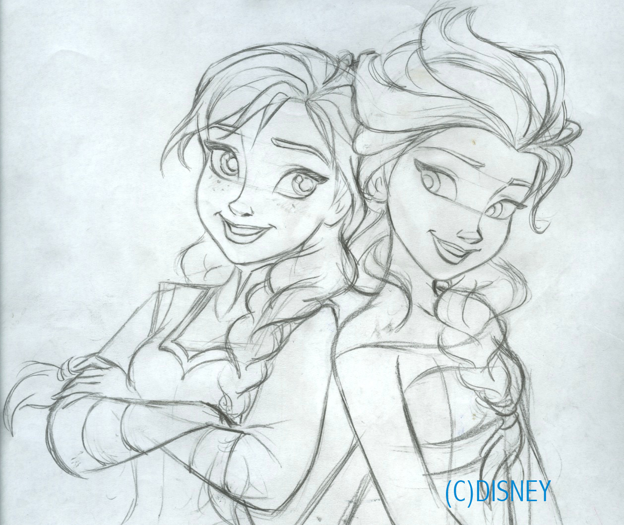 Frozen Elsa And Anna Drawing Sketch - Drawing Skill