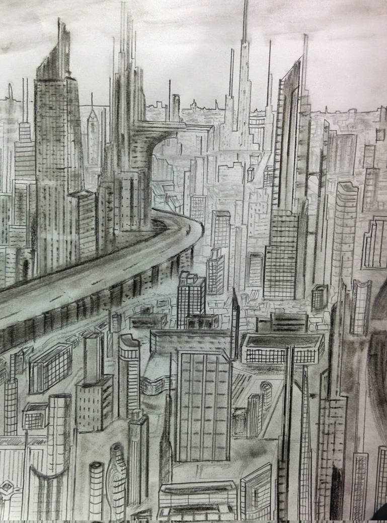 Future City Drawing High-Quality