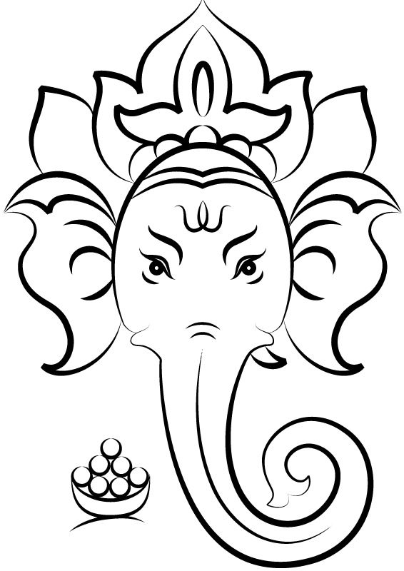 Line drawing Lord Ganesh with Sitar - PRINTS – Ganeshism Studio