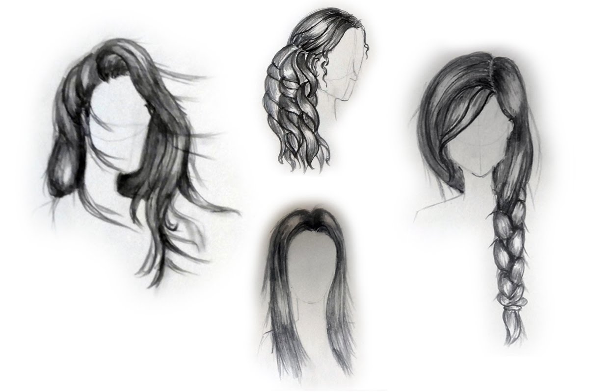 how to draw female hair step by step