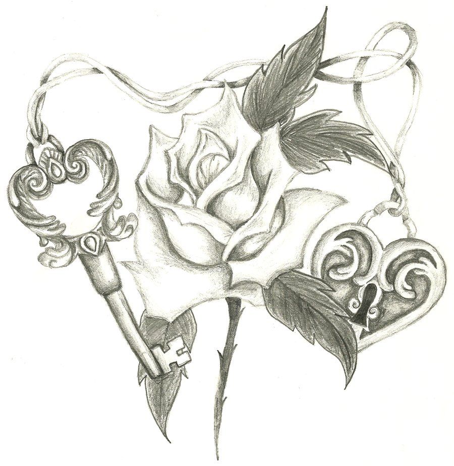 Heart And Rose Drawing