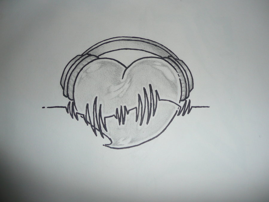 Heart Headphones Drawing Image