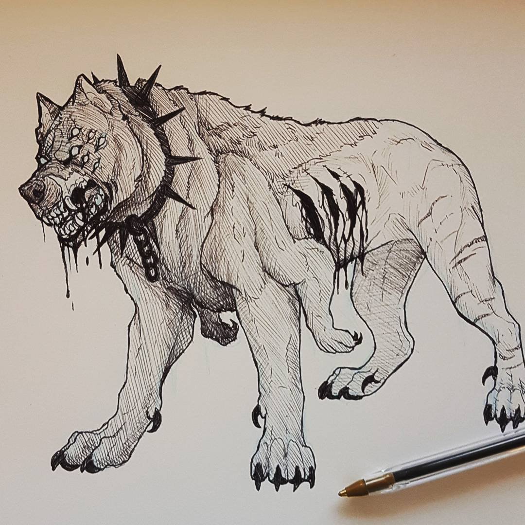 Hellhound Drawing Sketch