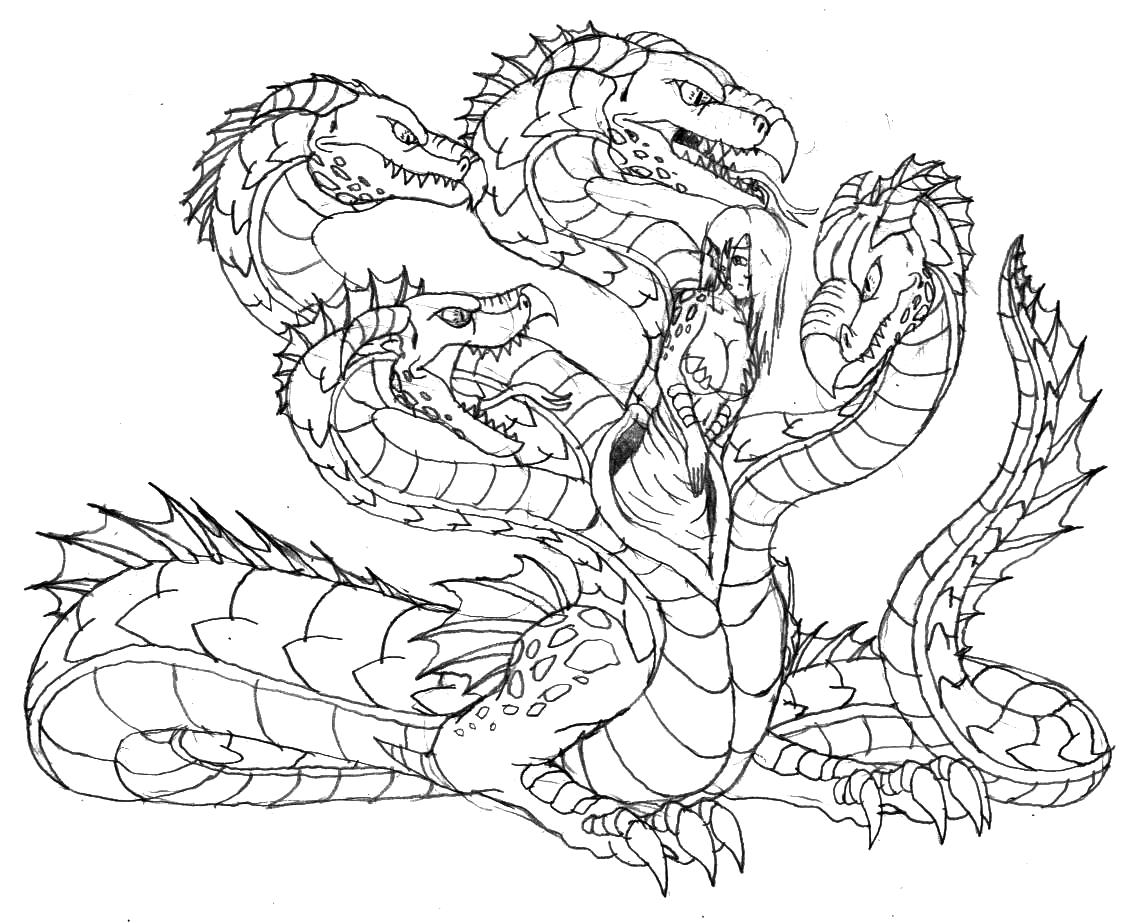 Hydra Dragon Art Drawing