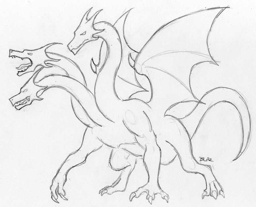 Hydra Dragon Drawing High-Quality