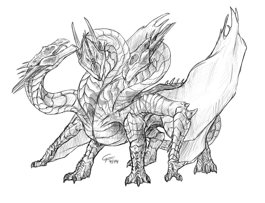 Hydra Dragon Drawing Sketch