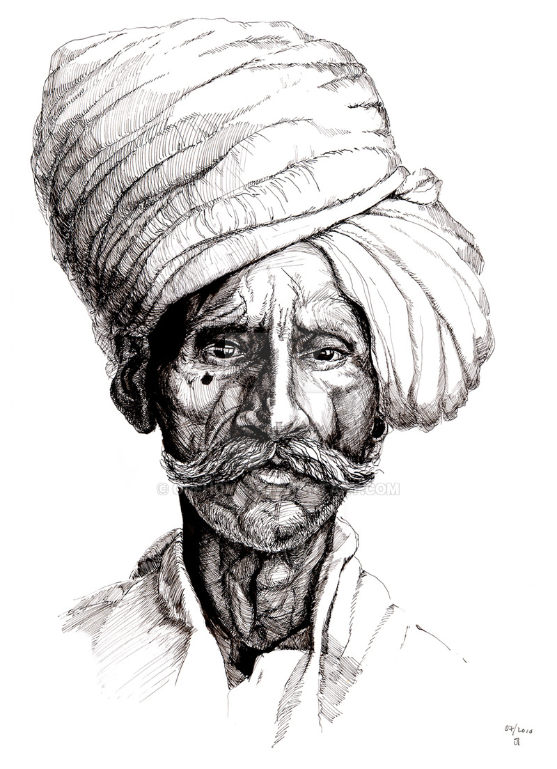 Indian Male Face Drawing High-Quality