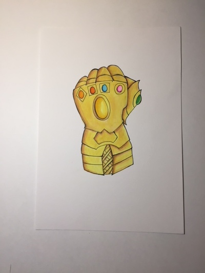 White Without Frame Hyper realistic drawing of Thanos ll Hand made, Size:  297 X 420 mm