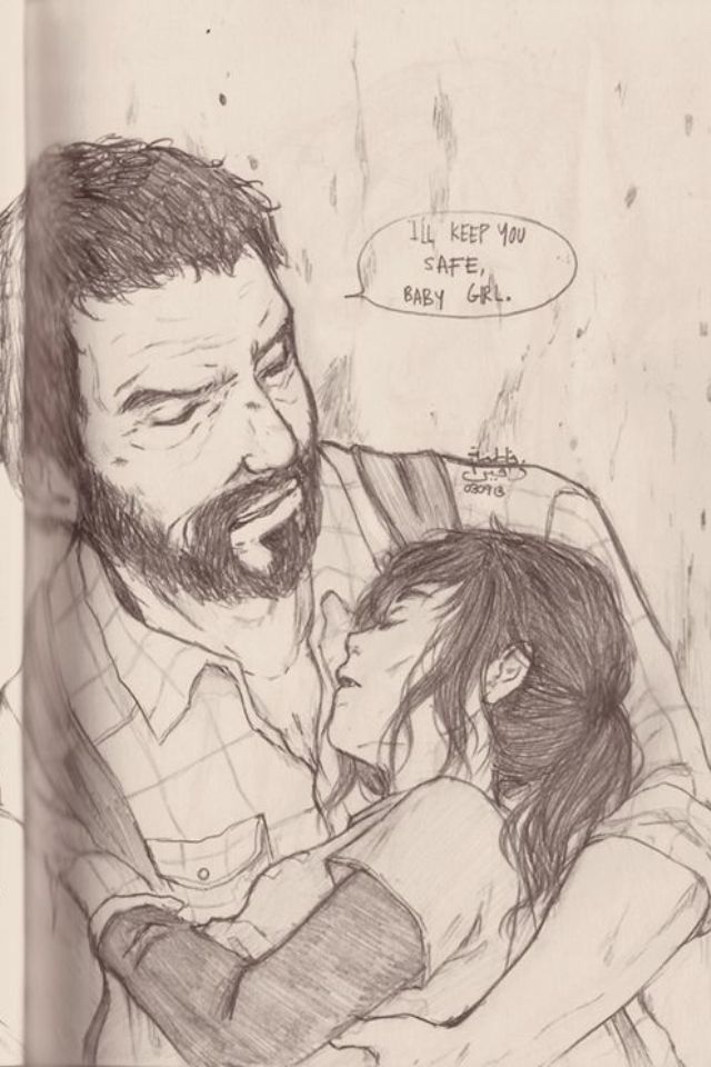 Joel And Ellie Drawing Sketch