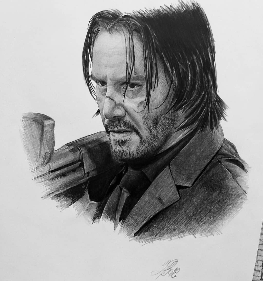 John Wick Drawing, Pencil, Sketch, Colorful, Realistic Art Images
