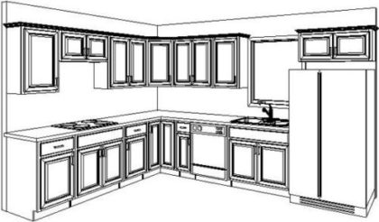 Kitchen Cabinet Drawing - Drawing Skill