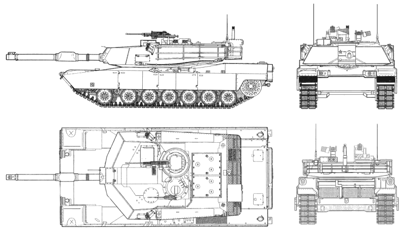 M1 Abrams Tank Drawing High-Quality