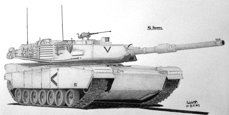 M1 Abrams Tank Drawing Sketch