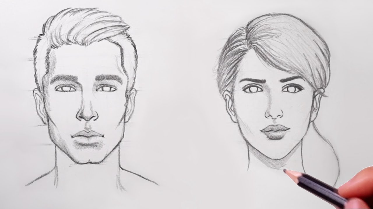 Male Face Drawing Sketch