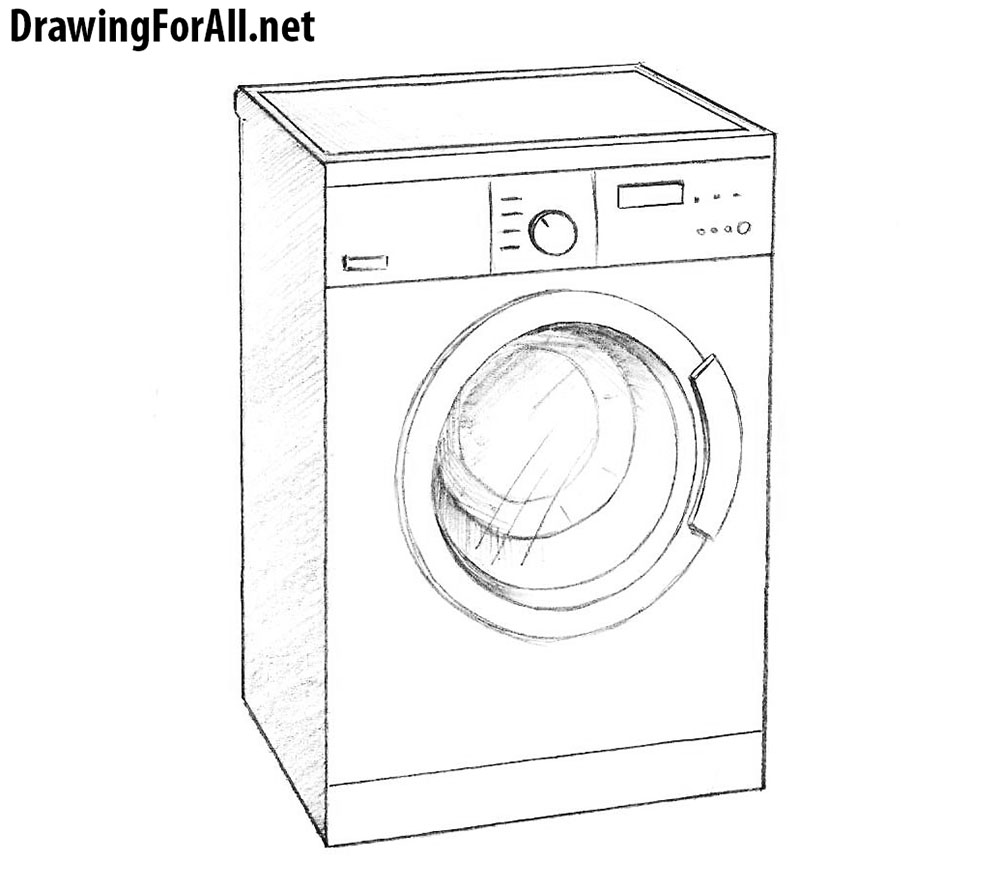 Mechanical Washing Machine Drawing Sketch