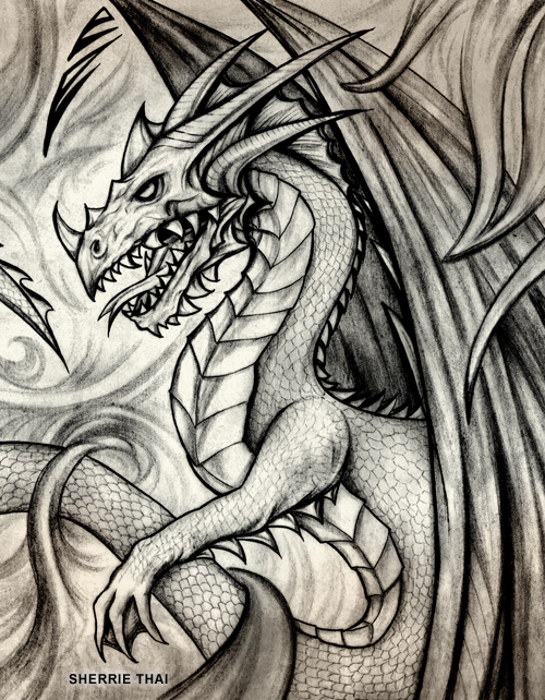 Medieval Dragon Drawing Sketch