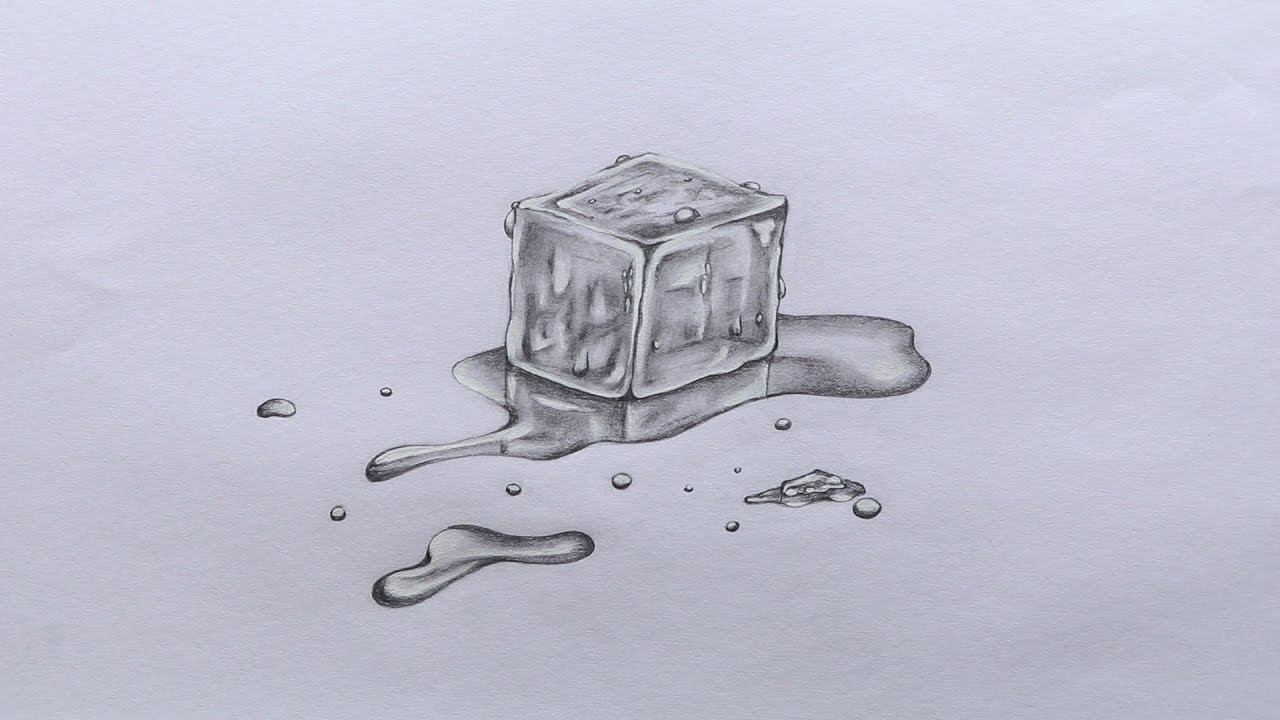 Melting Ice Cube Drawing Art