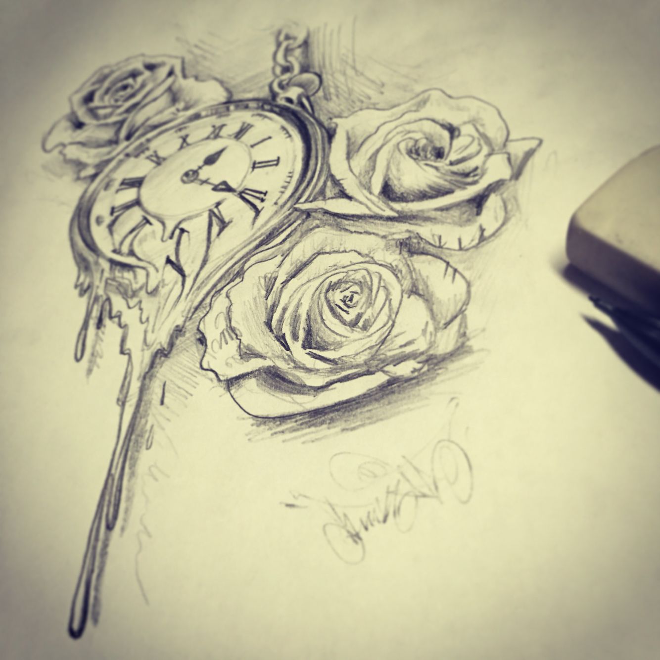 Melting Rose Drawing Sketch