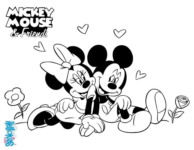 Mickey Mouse And Minnie Mouse Kissing Art Drawing