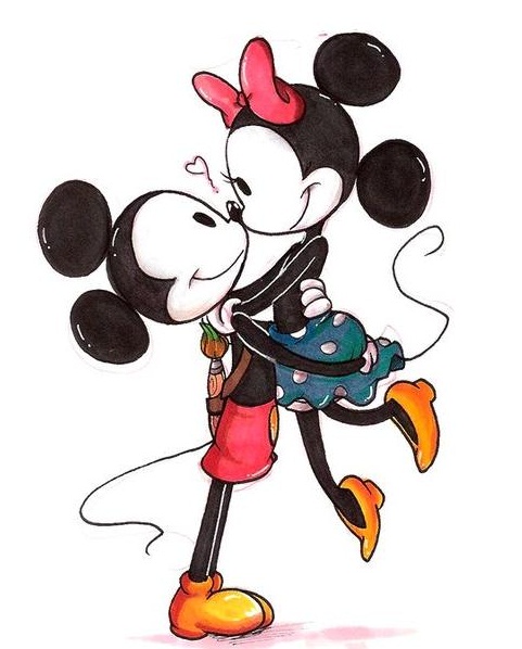Mickey Mouse And Minnie Mouse Kissing Drawing Beautiful Art