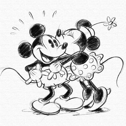 Mickey Mouse And Minnie Mouse Kissing Drawing Beautiful Image