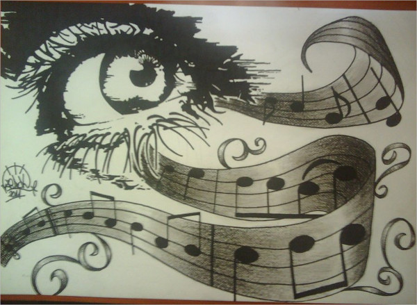 Music Bird Drawing Pic