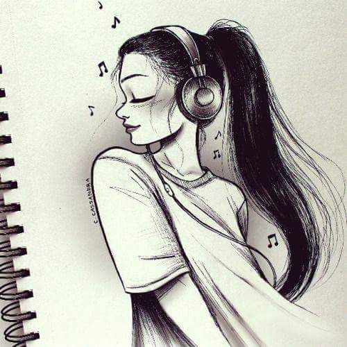 Music Girl Drawing Image