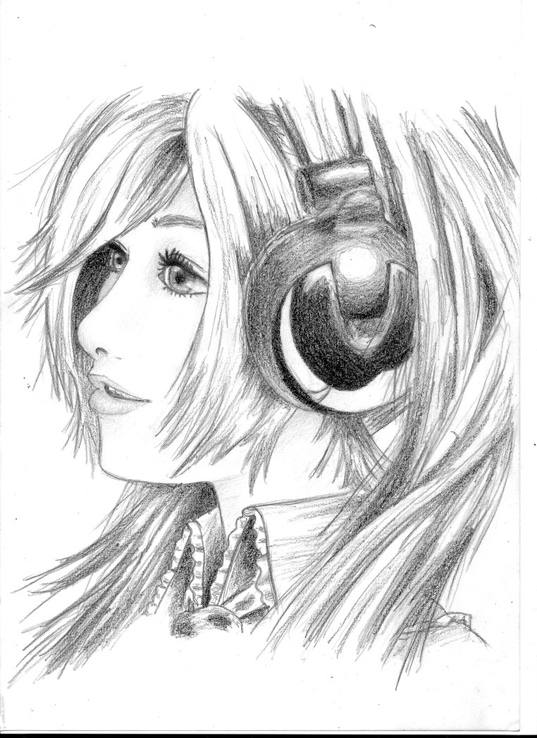 Music Girl Drawing Sketch