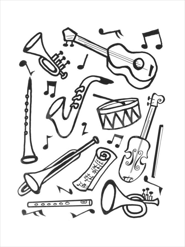 Music Outline Drawing Sketch