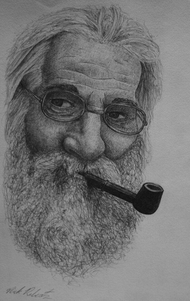 Old Man Drawing Photo