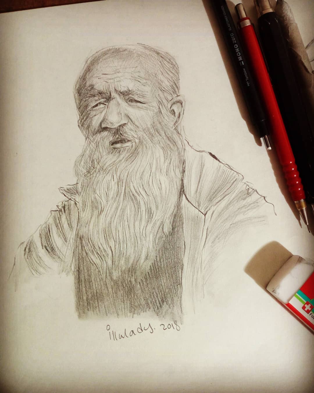 Old Man Drawing Pic