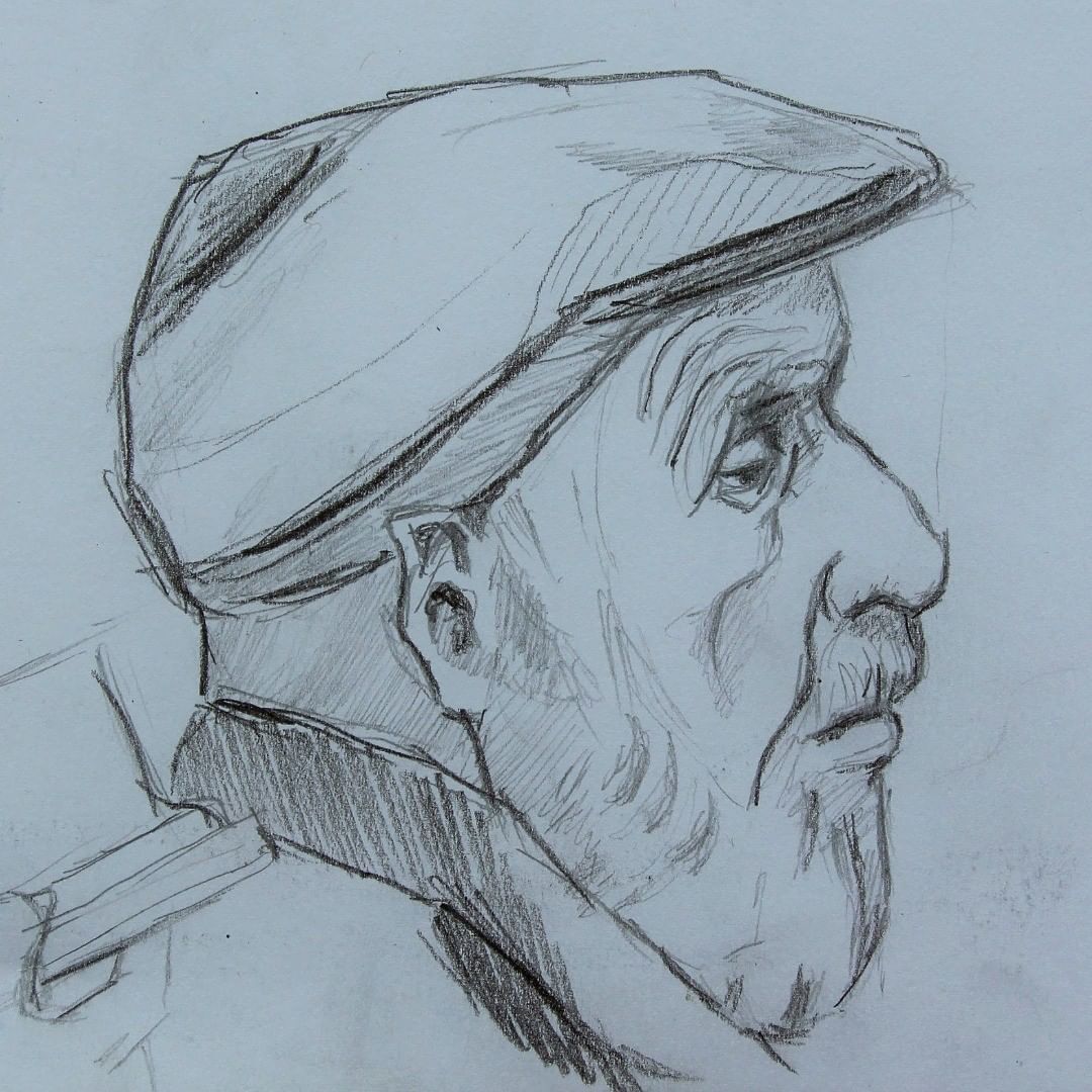 Old Man Drawing Picture