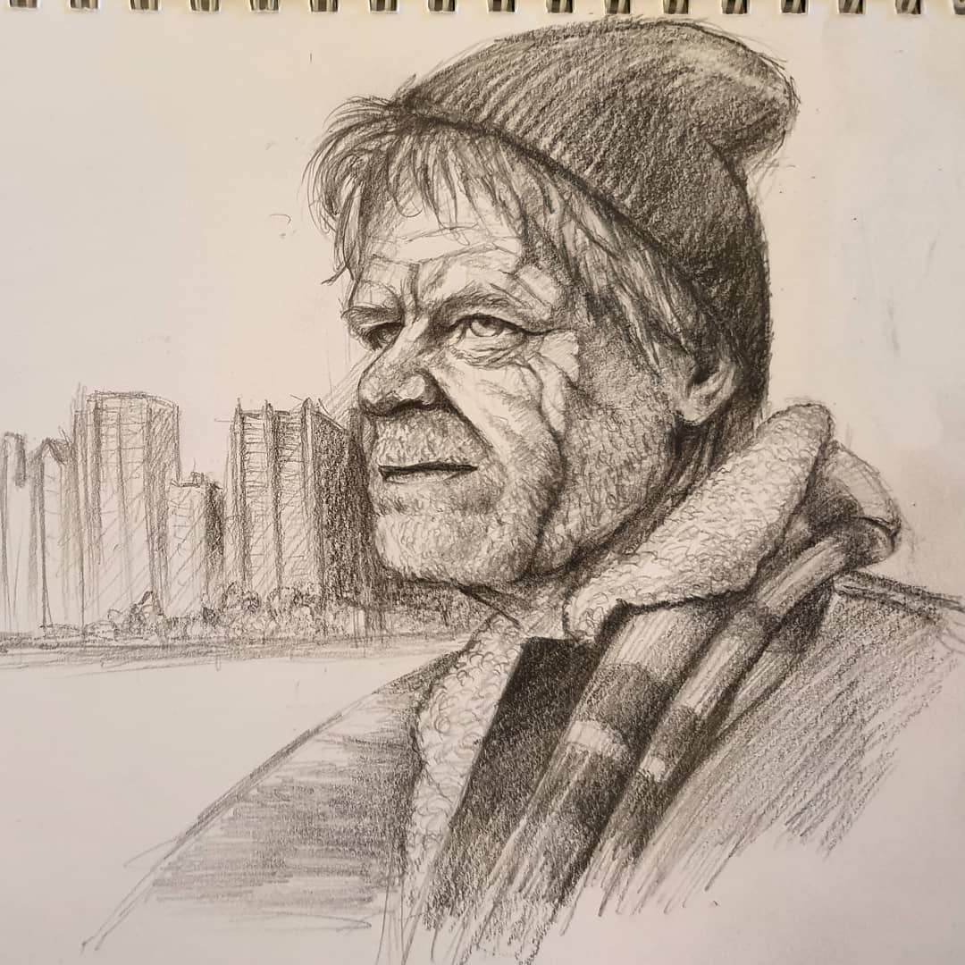 Old Man Drawing Realistic