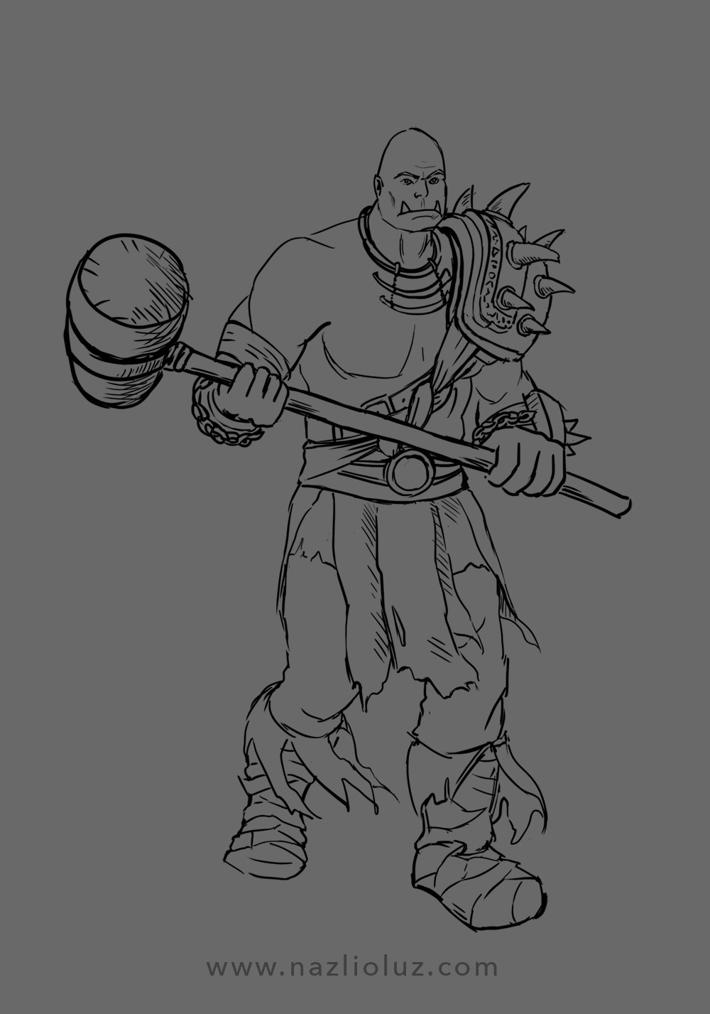 Orc Warrior Drawing Sketch