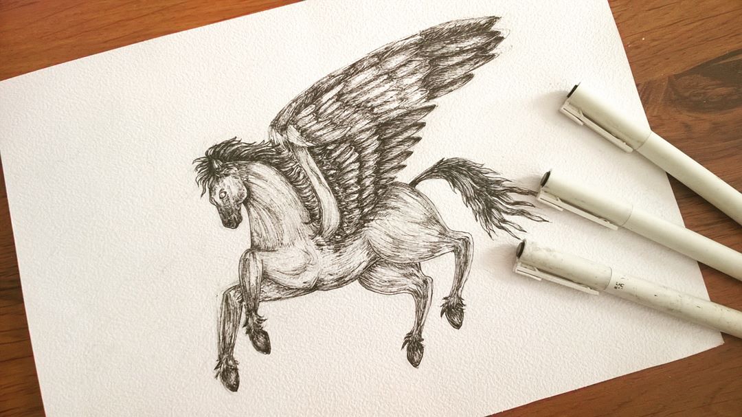 Pegasus Drawing Beautiful Image